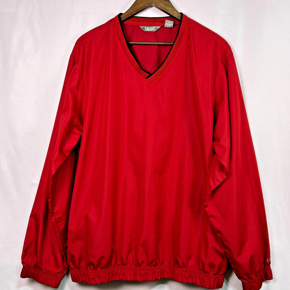IZOD Golf XFG Red V-Neck Pullover Windbreaker Mens Large